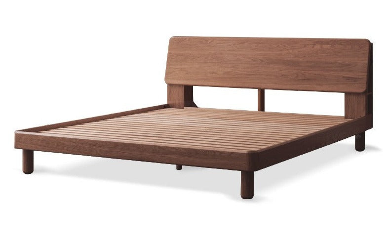 Oak Solid Wood Bed with Light, Storage Space