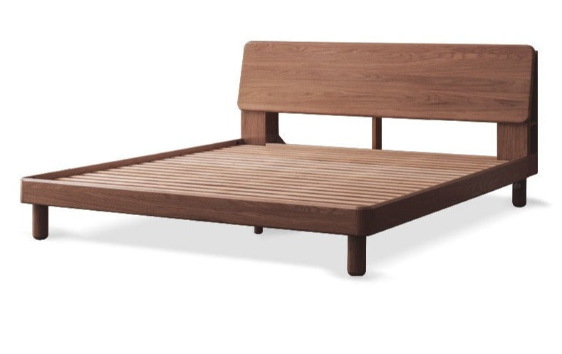 Oak Solid Wood Bed with Light, Storage Space