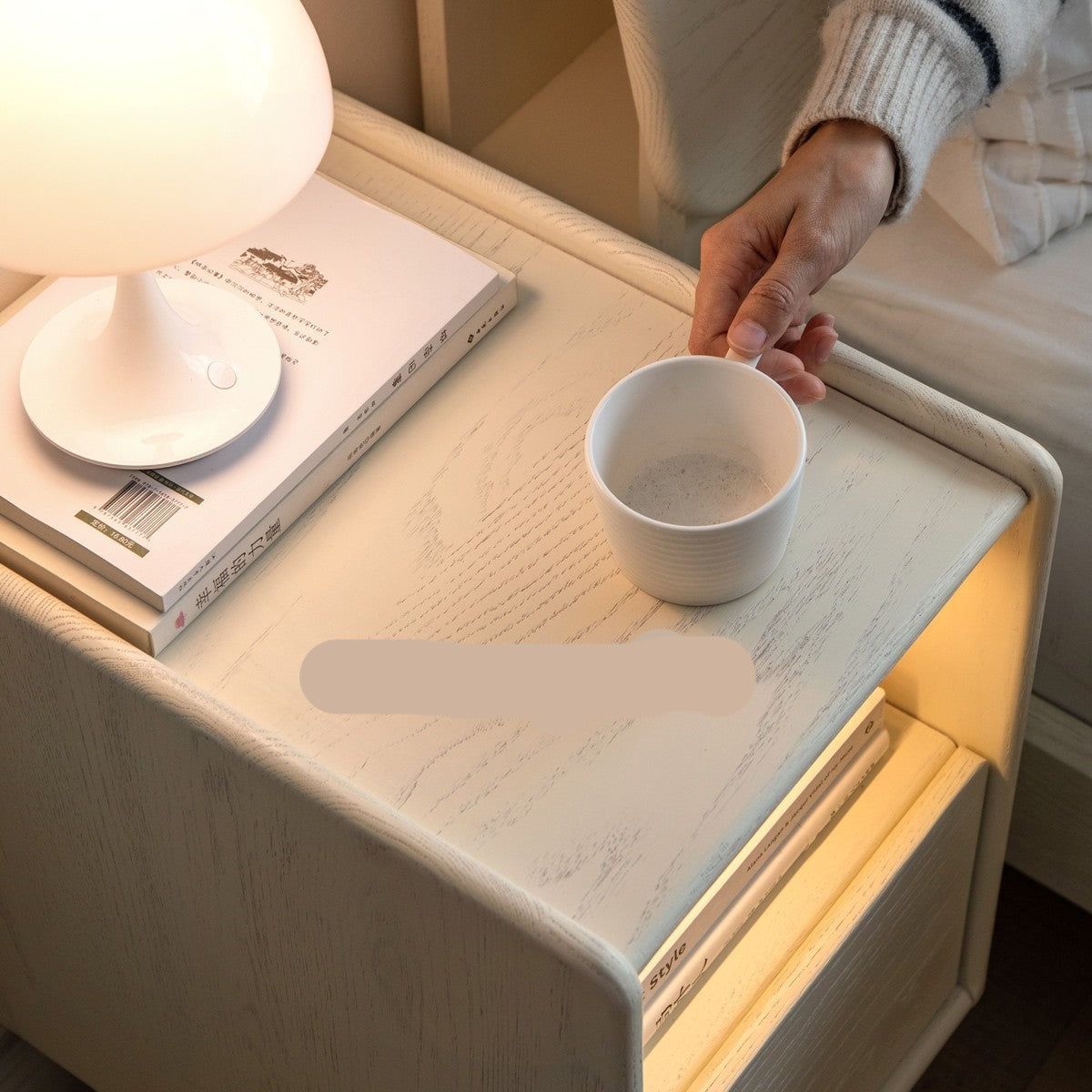 Solid Rubberwood Nightstand.