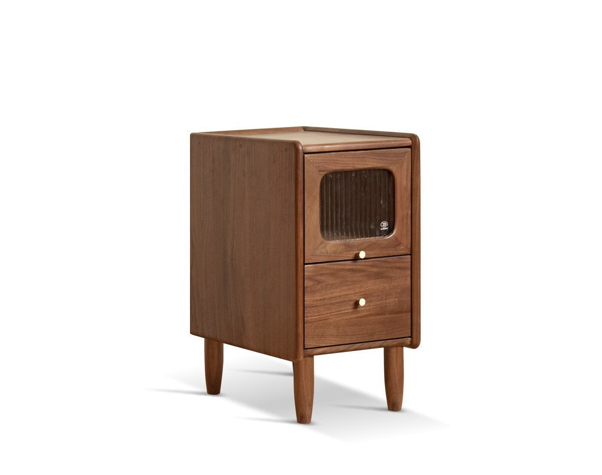 Black Walnut, Calpa Solid Wood Ultra-Narrow Nightstand.