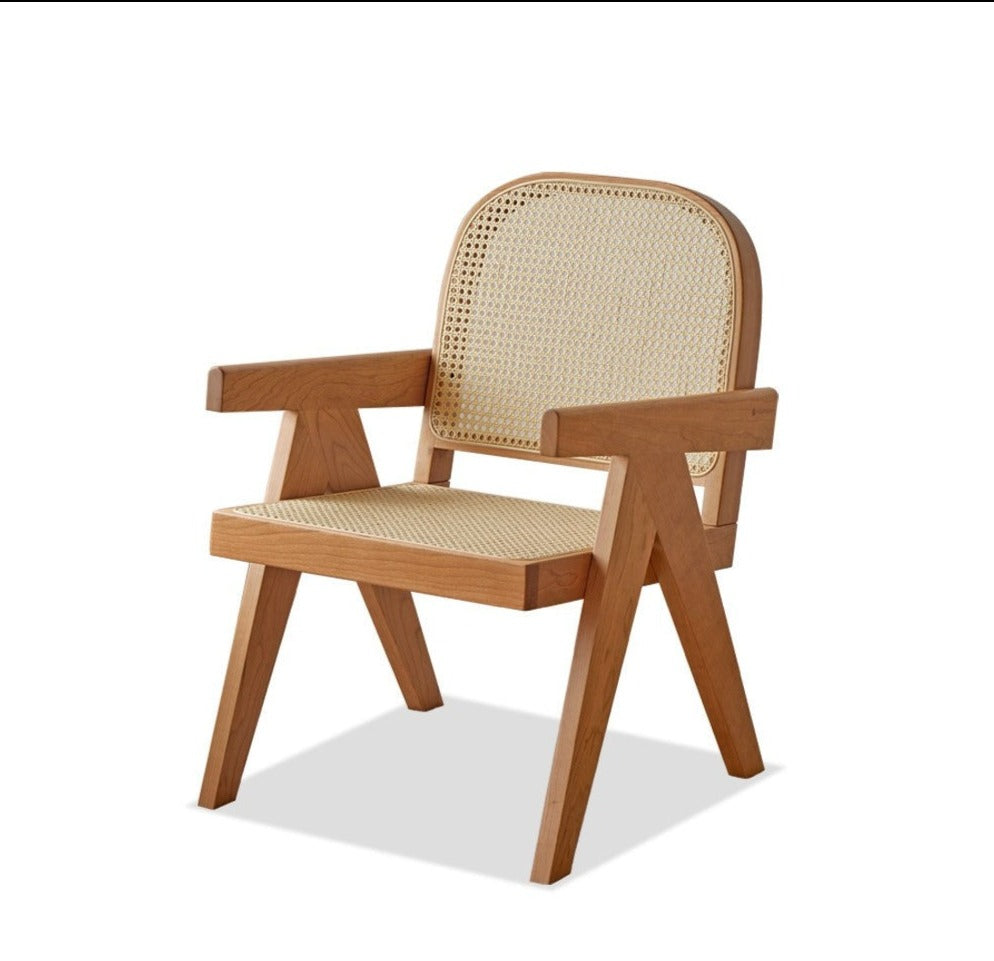 Armchair Cherry wood rattan*+