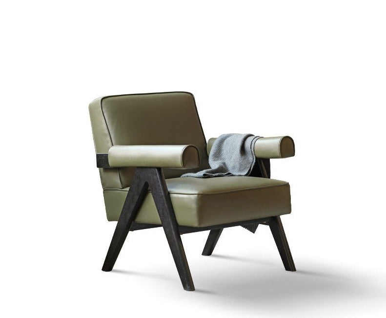 Retro Oak Solid Wood leather armchair*