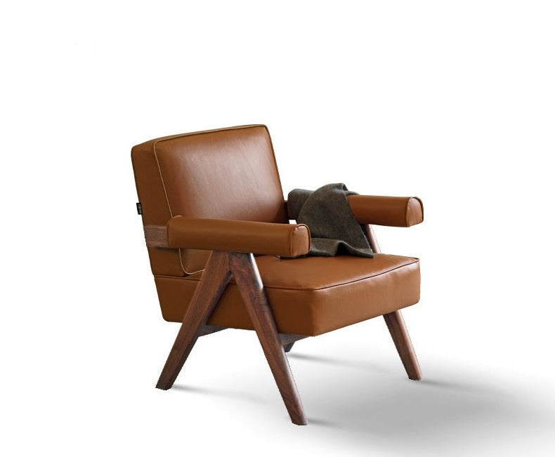 Retro Oak Solid Wood leather armchair*