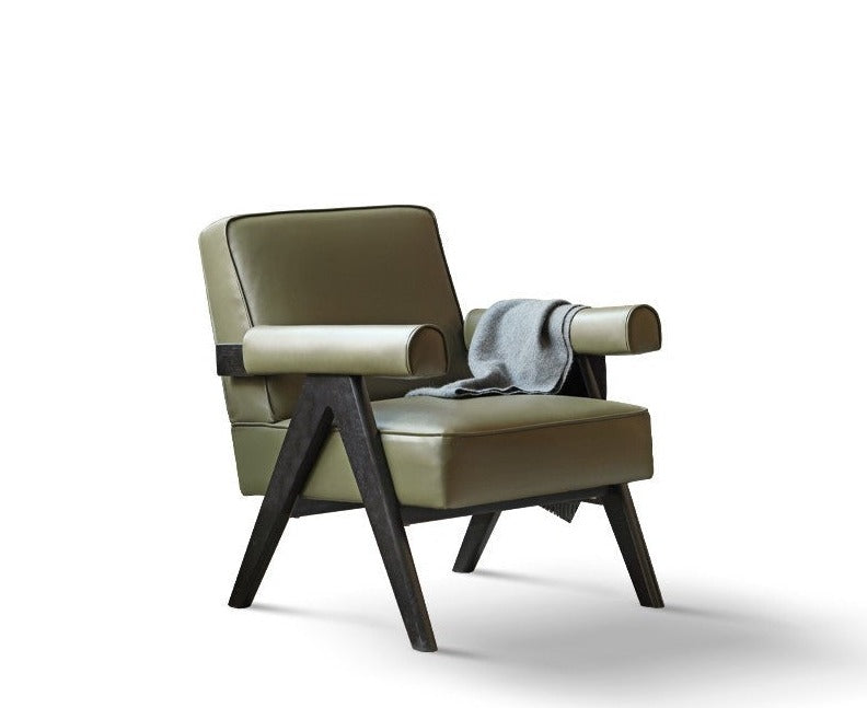 Retro Oak Solid Wood leather armchair*