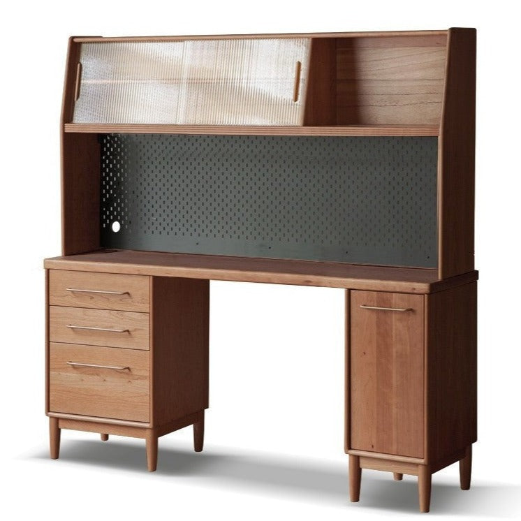 Cherry, Oak Solid Wood, Solid RubberWood Japanese Style Buffet Cabinet