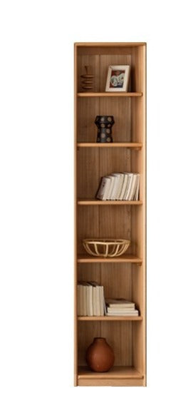 European Beech, Oak Solid Wood Floor-Standing Bookshelf with Glass Door Display