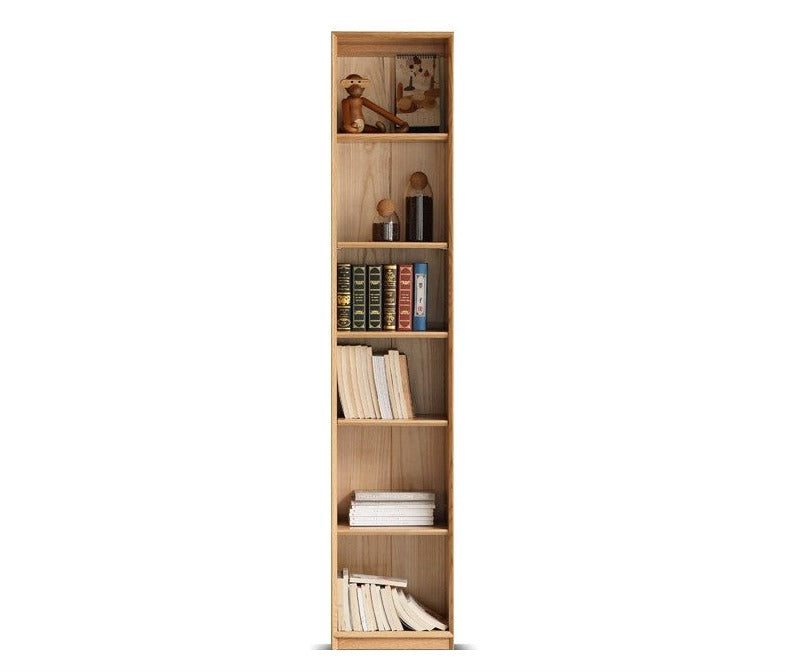 Oak Solid Wood Nordic Style Bookshelf with Floor Storage Cabinet
