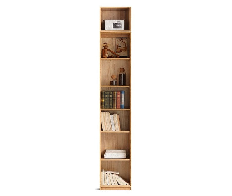 Oak Solid Wood Nordic Style Bookshelf with Floor Storage Cabinet