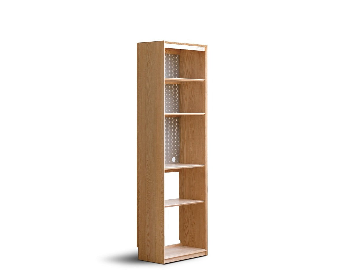 Oak Solid Wood Nordic Style Bookshelf with Floor Storage Cabinet