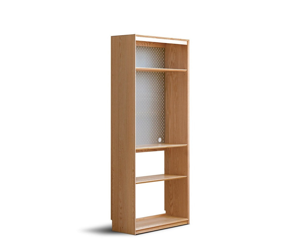 Oak Solid Wood Nordic Style Bookshelf with Floor Storage Cabinet