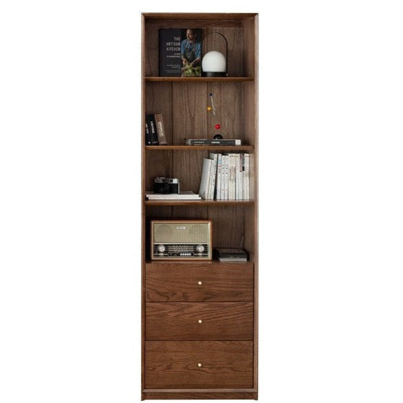 Oak Solid Wood Dust-Proof Glass Door Wall Floor-to-ceiling Bookshelf