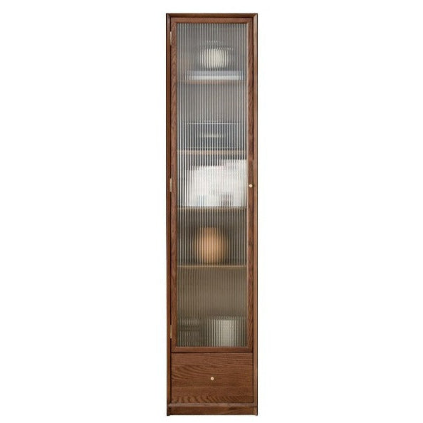 Oak Solid Wood Dust-Proof Glass Door Wall Floor-to-ceiling Bookshelf