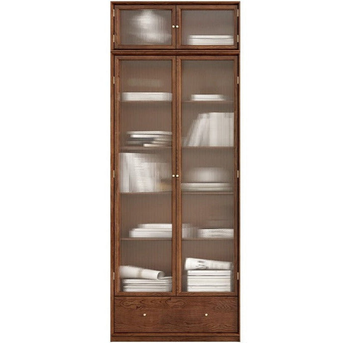 Oak Solid Wood Dust-Proof Glass Door Wall Floor-to-ceiling Bookshelf
