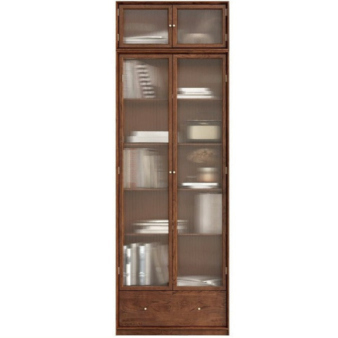 Oak, Ash Solid Wood Modular Bookcase with Glass Doors