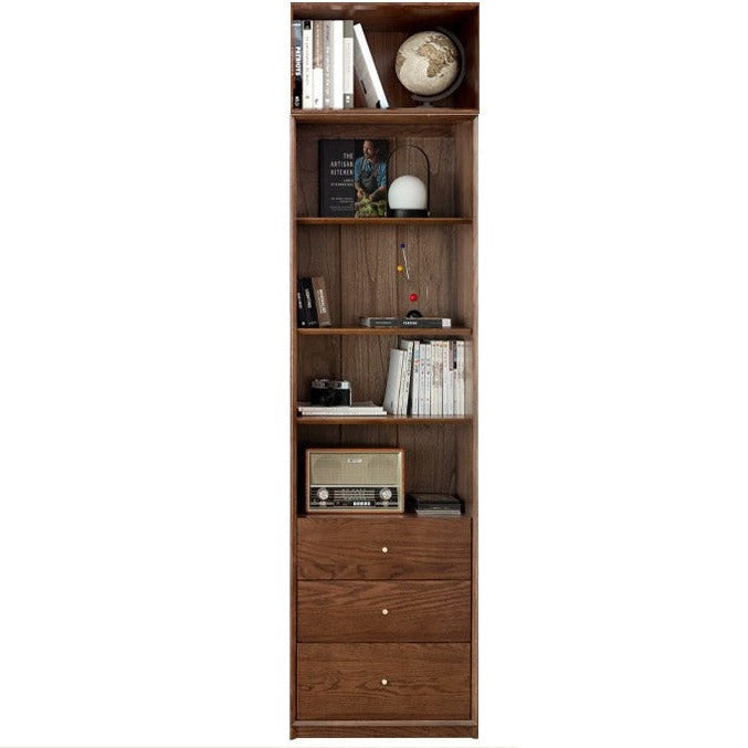Oak Solid Wood Dust-Proof Glass Door Wall Floor-to-ceiling Bookshelf