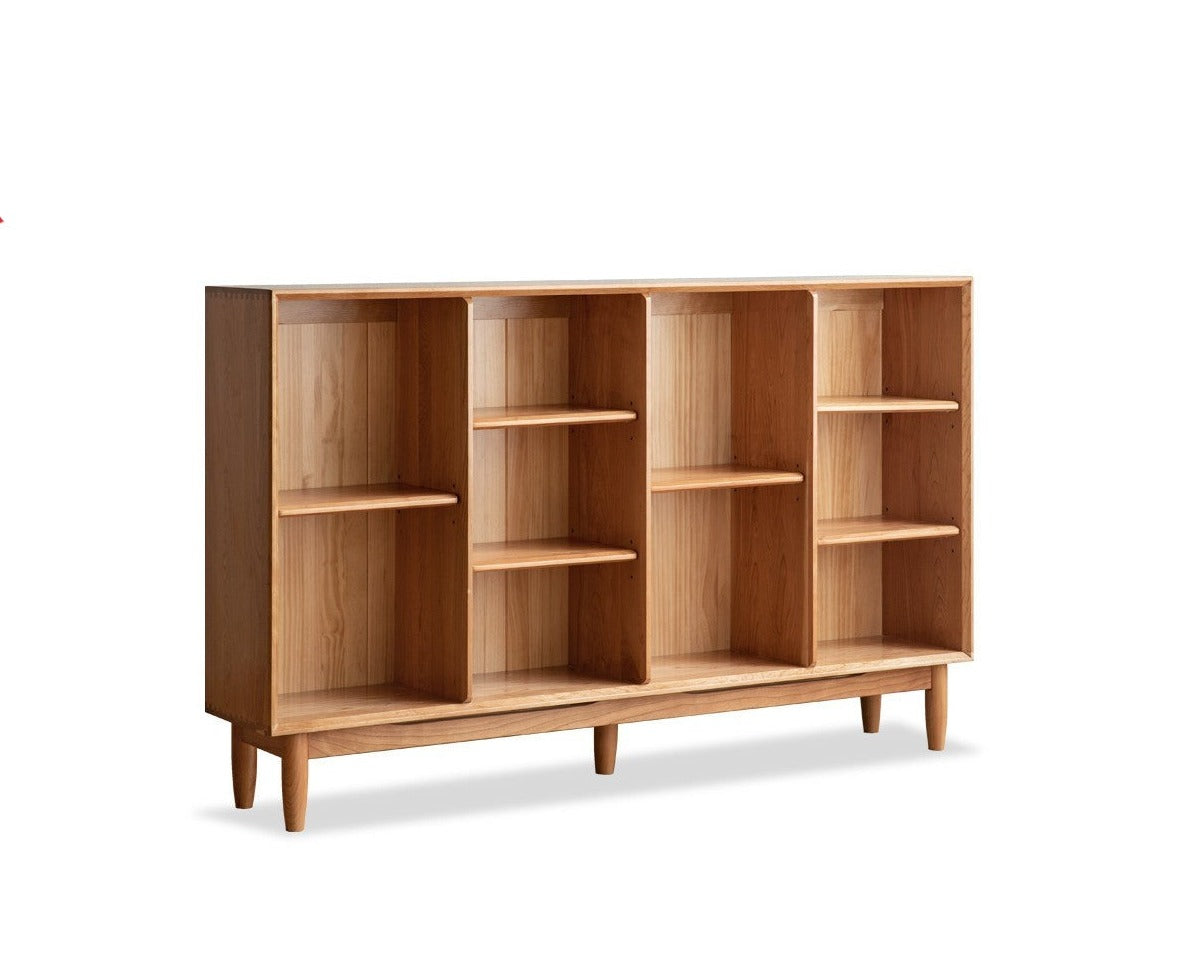 Cherry, Oak Solid Wood Bookshelf Lattice Cabinet