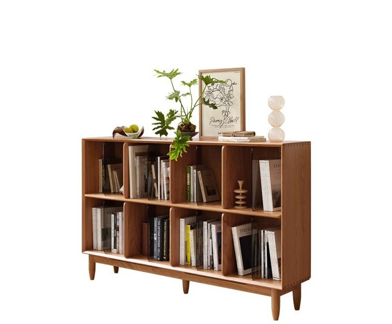 Cherry, Oak Solid Wood Bookshelf Lattice Cabinet