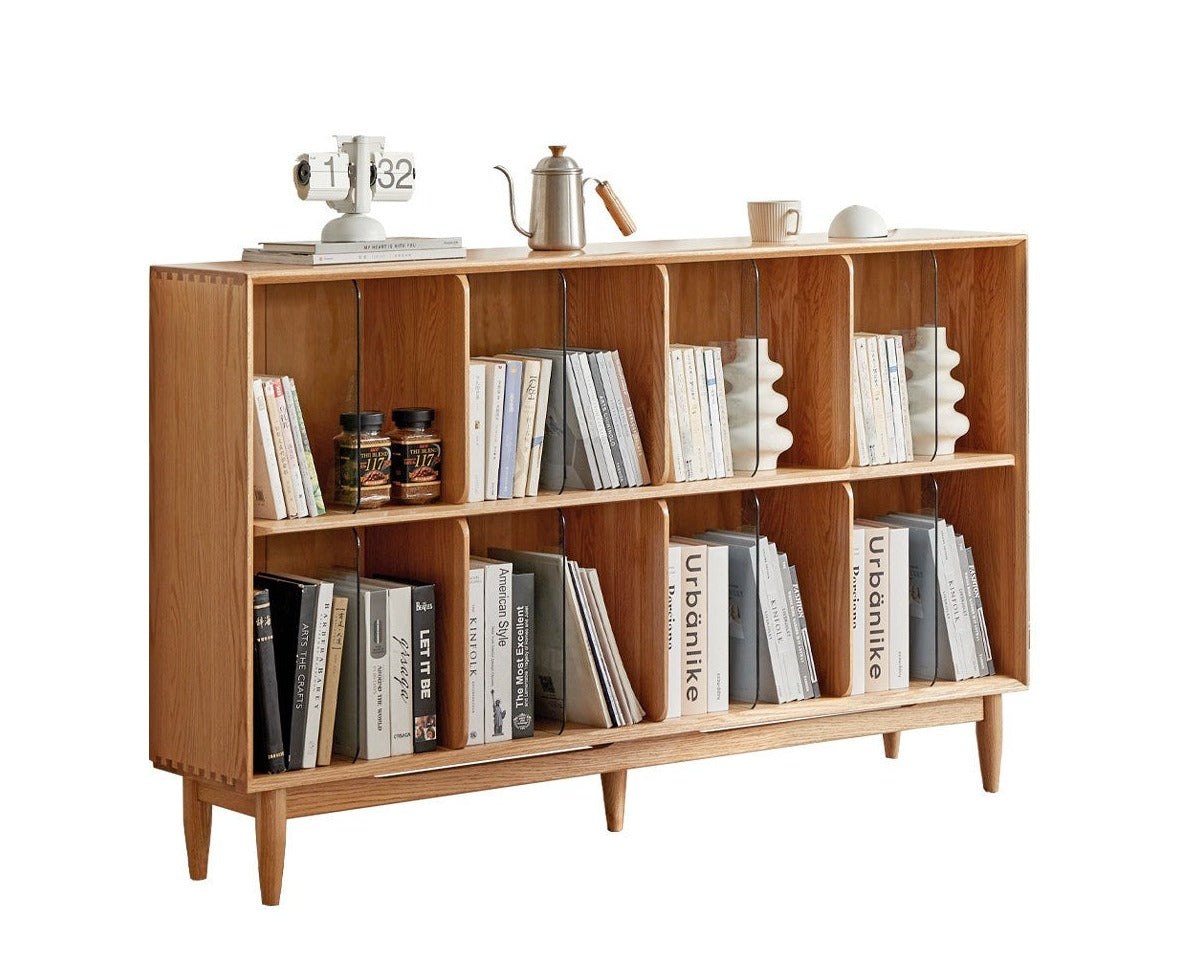 Cherry, Oak Solid Wood Bookshelf Lattice Cabinet