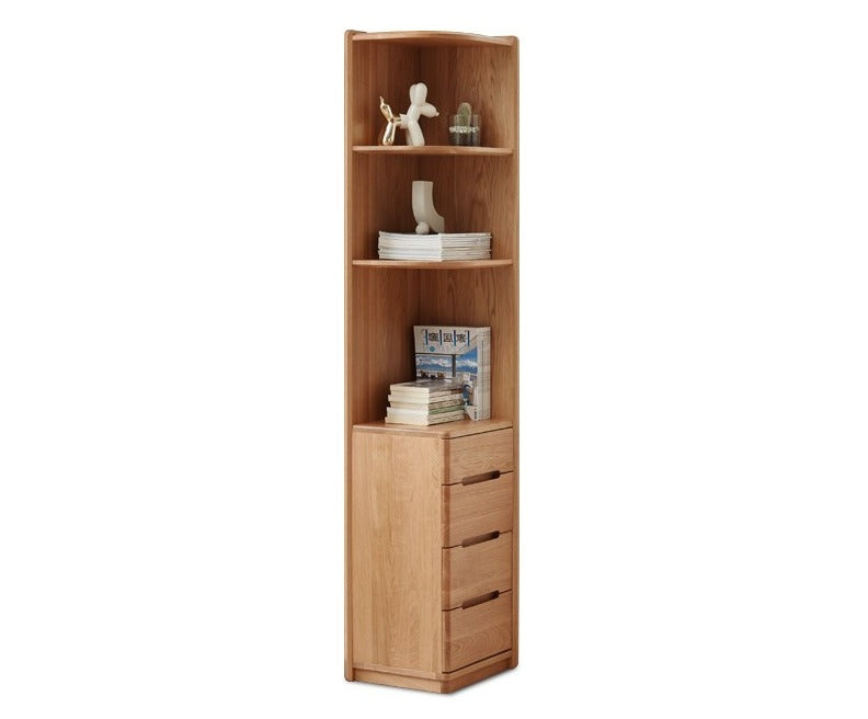 Corner cabinet floor-to-ceiling bookcase Oak solid wood"