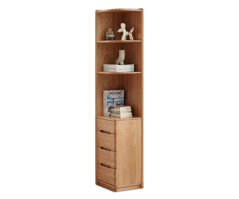 Corner cabinet floor-to-ceiling bookcase Oak solid wood"