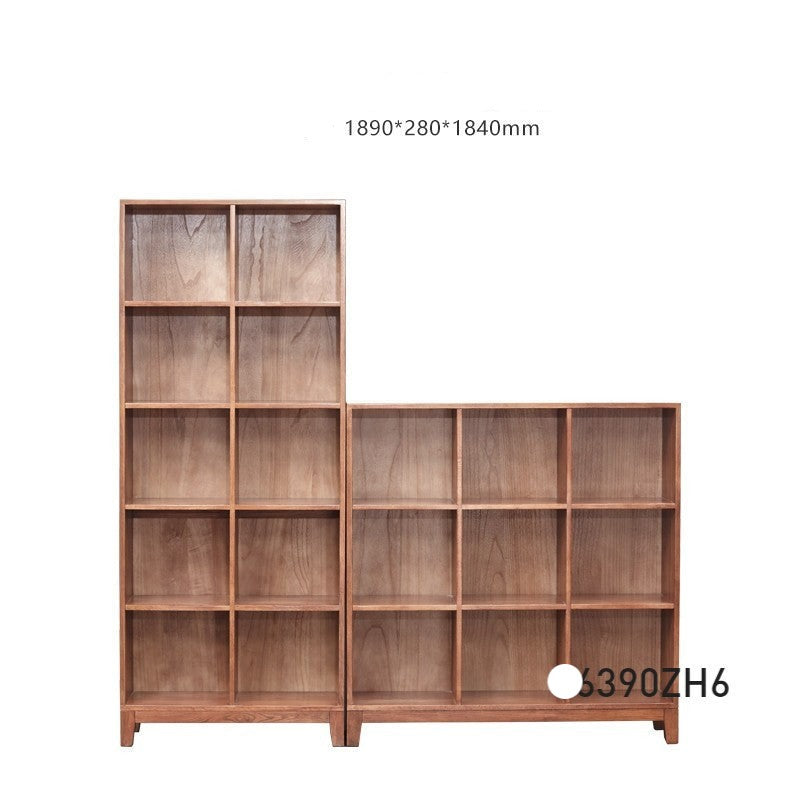Oak solid wood bookcase free combination grid bookcase"