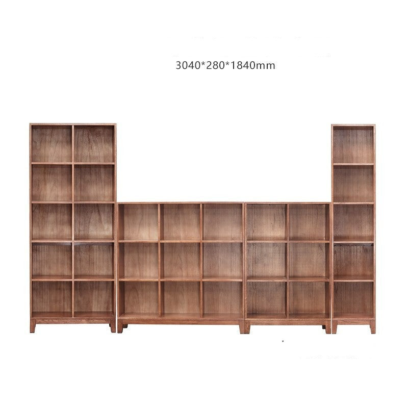 Oak solid wood bookcase free combination grid bookcase"