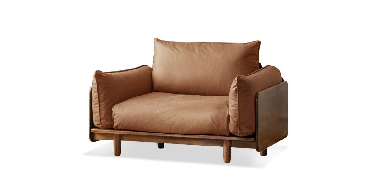 Black walnut solid wood Genuine leather sofa, Technology cloth sofa+