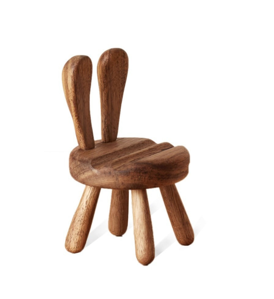 Black Walnut, Beech, Acacia Solid Wood Mobile Phone Holder Rabbit