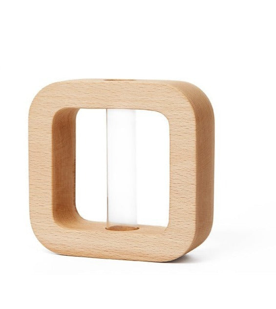 Hydroponic solid wood fine mouth vase"
