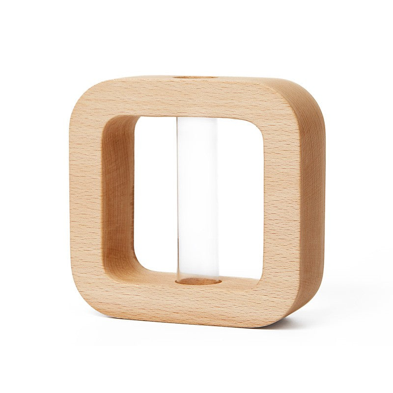 Hydroponic solid wood fine mouth vase"