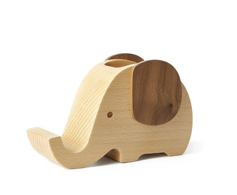 Beech Solid Wood Animal Shape Pen Holder