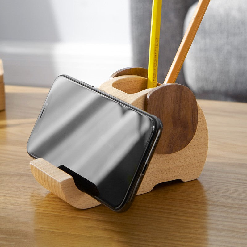 Beech Solid Wood Animal Shape Pen Holder