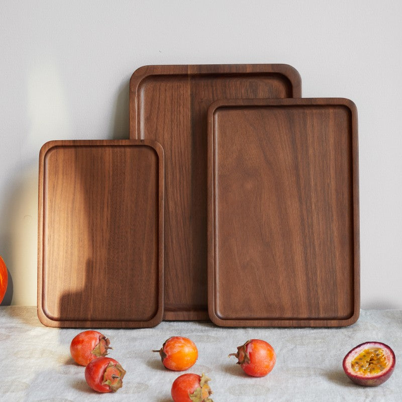 Black Walnut, Beech Solid Wood Wax Oil Fruit Plate Tray