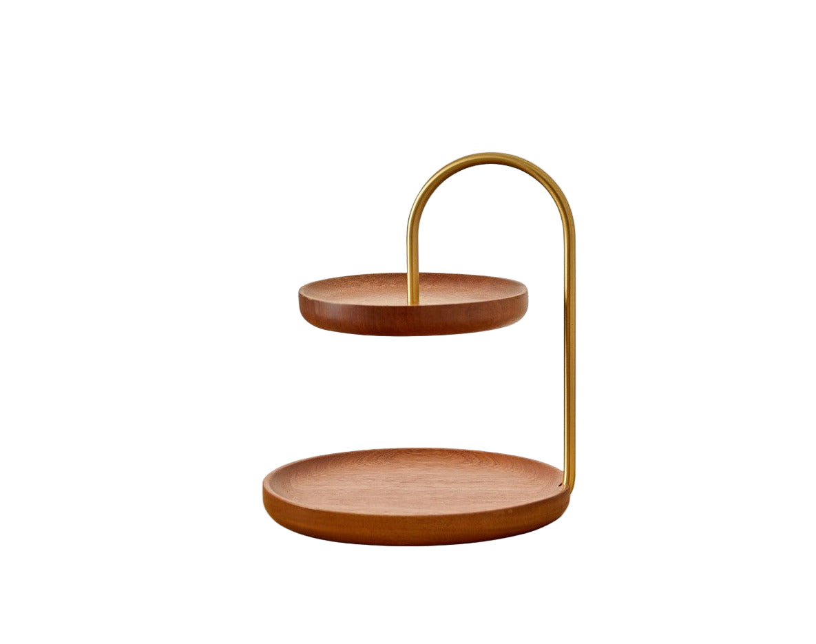 Beech, Ebony Solid Wood Double-Layer Tray