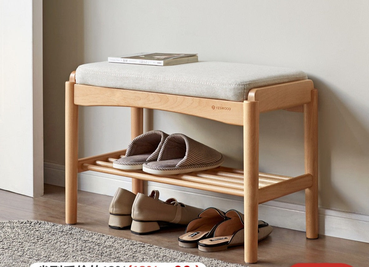 Shoe Storage Bench, Cherry wood, Oak solid wood"+