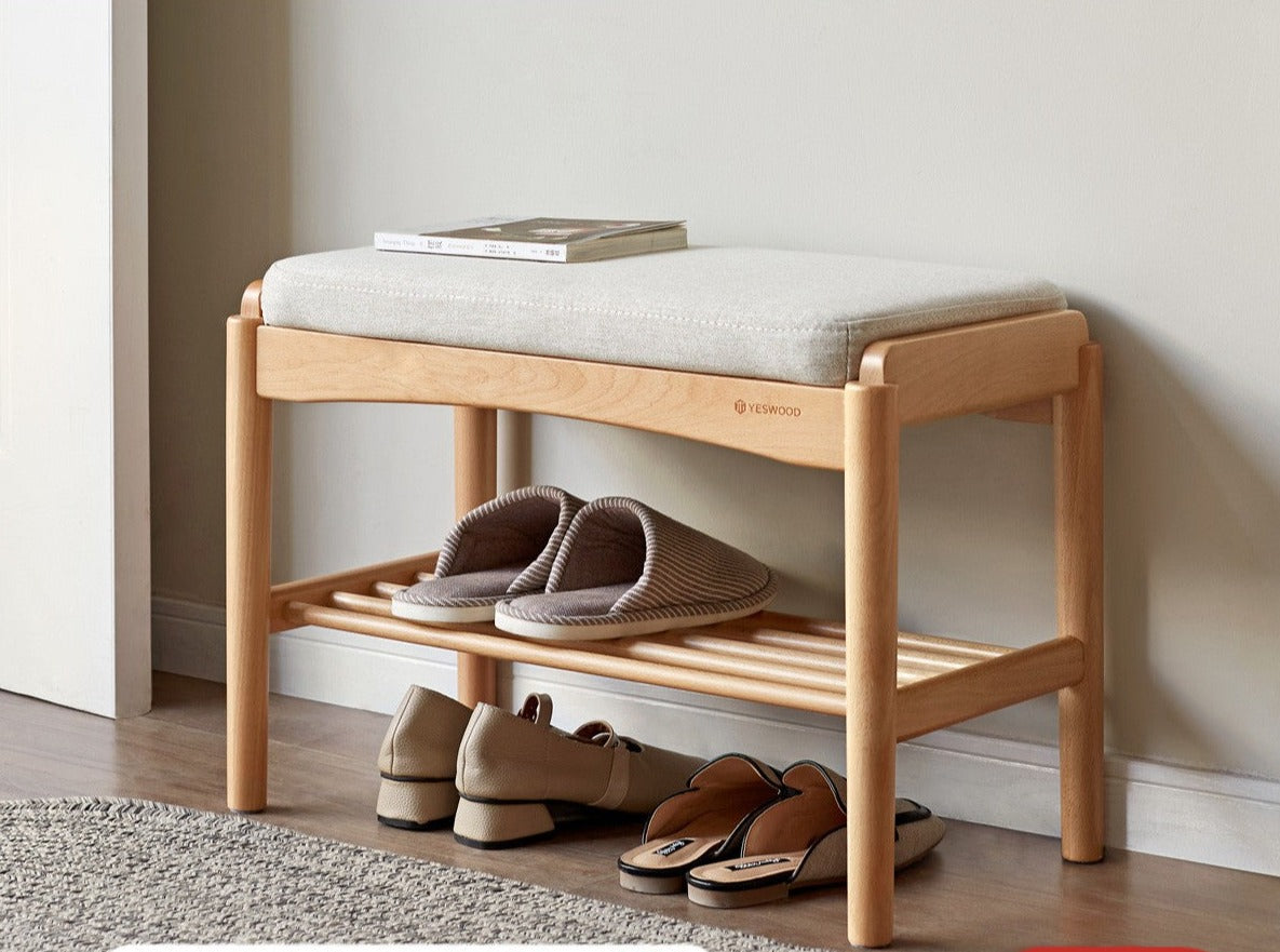 Shoe Storage Bench, Cherry wood, Oak solid wood"+
