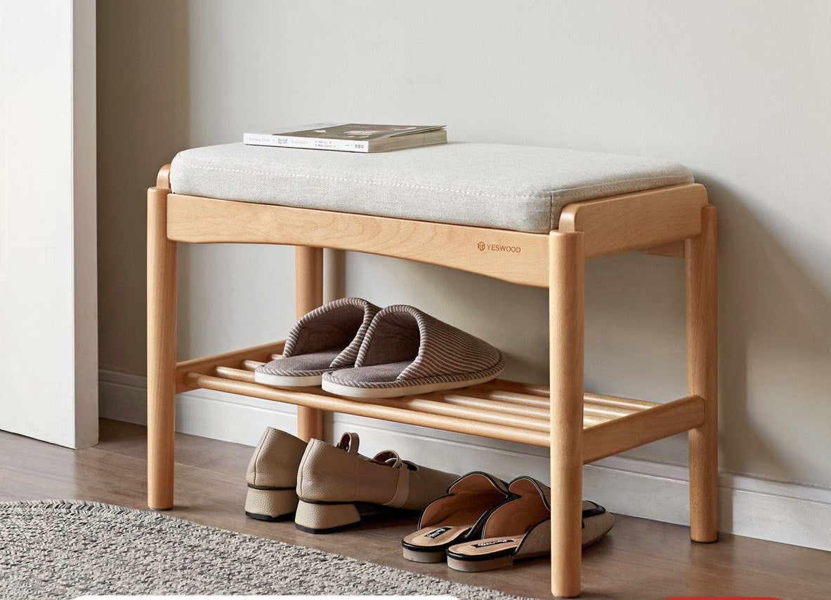 Shoe Storage Bench, Cherry wood, Oak solid wood"+