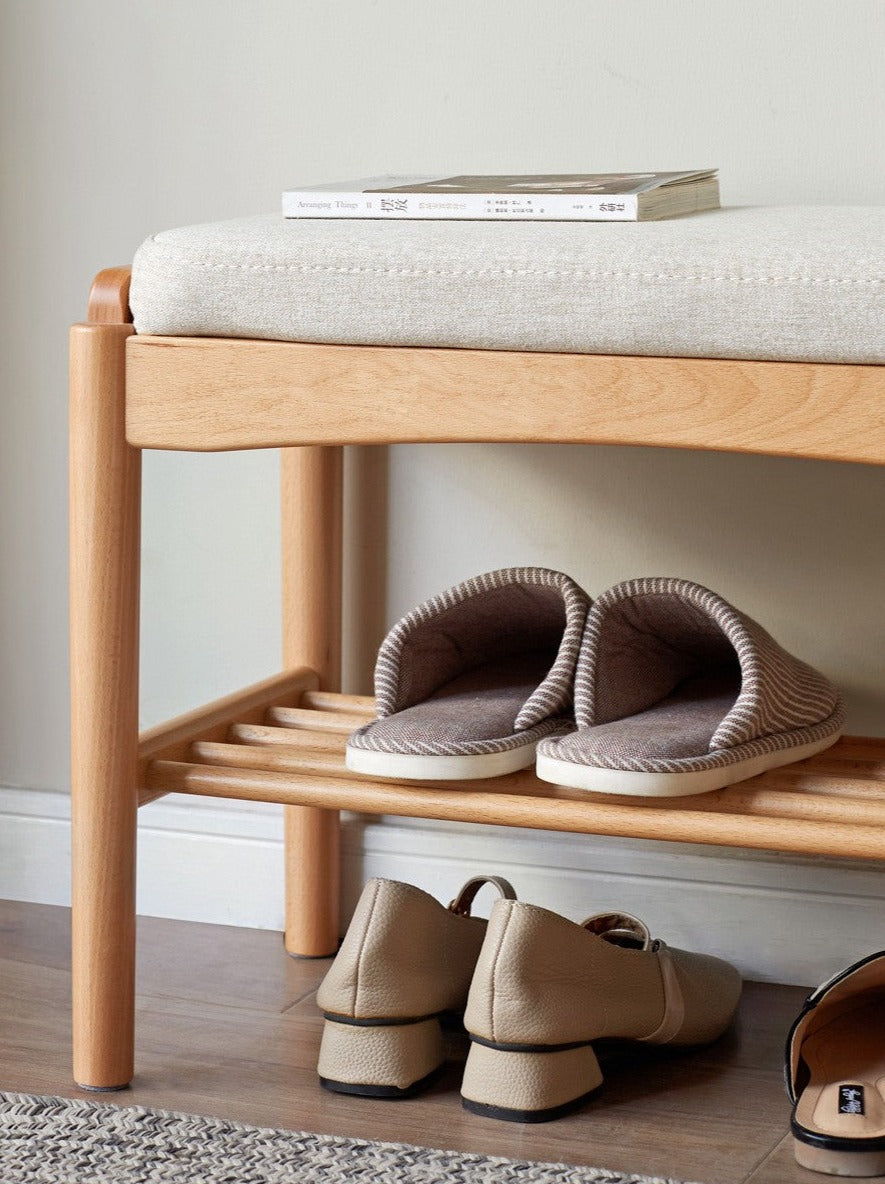 Back Walnut, Oak, Beech, Cherry Solid Wood Shoe Storage Bench