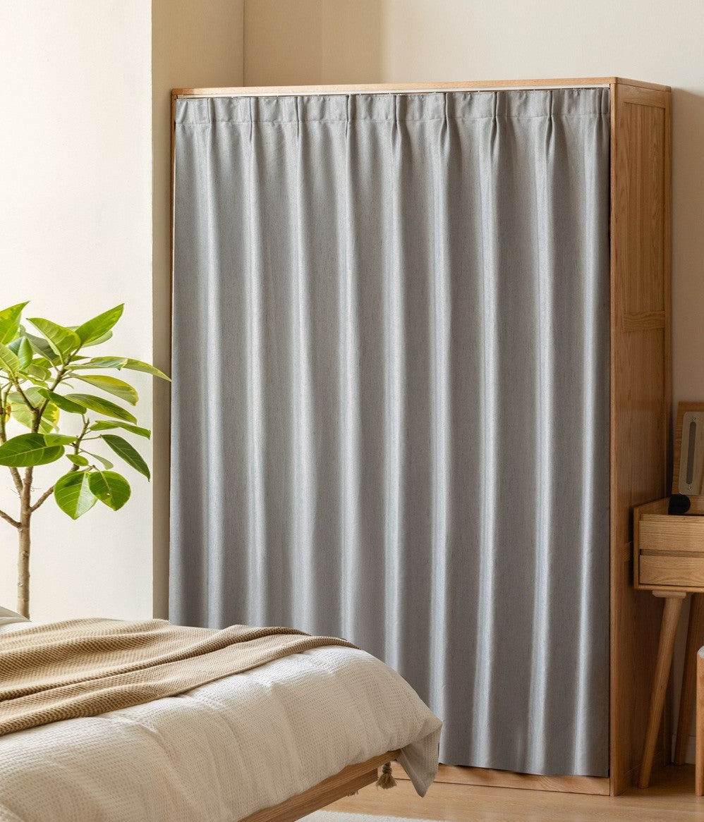 Oak, Solid Rubberwood Wardrobe Curtain Design.
