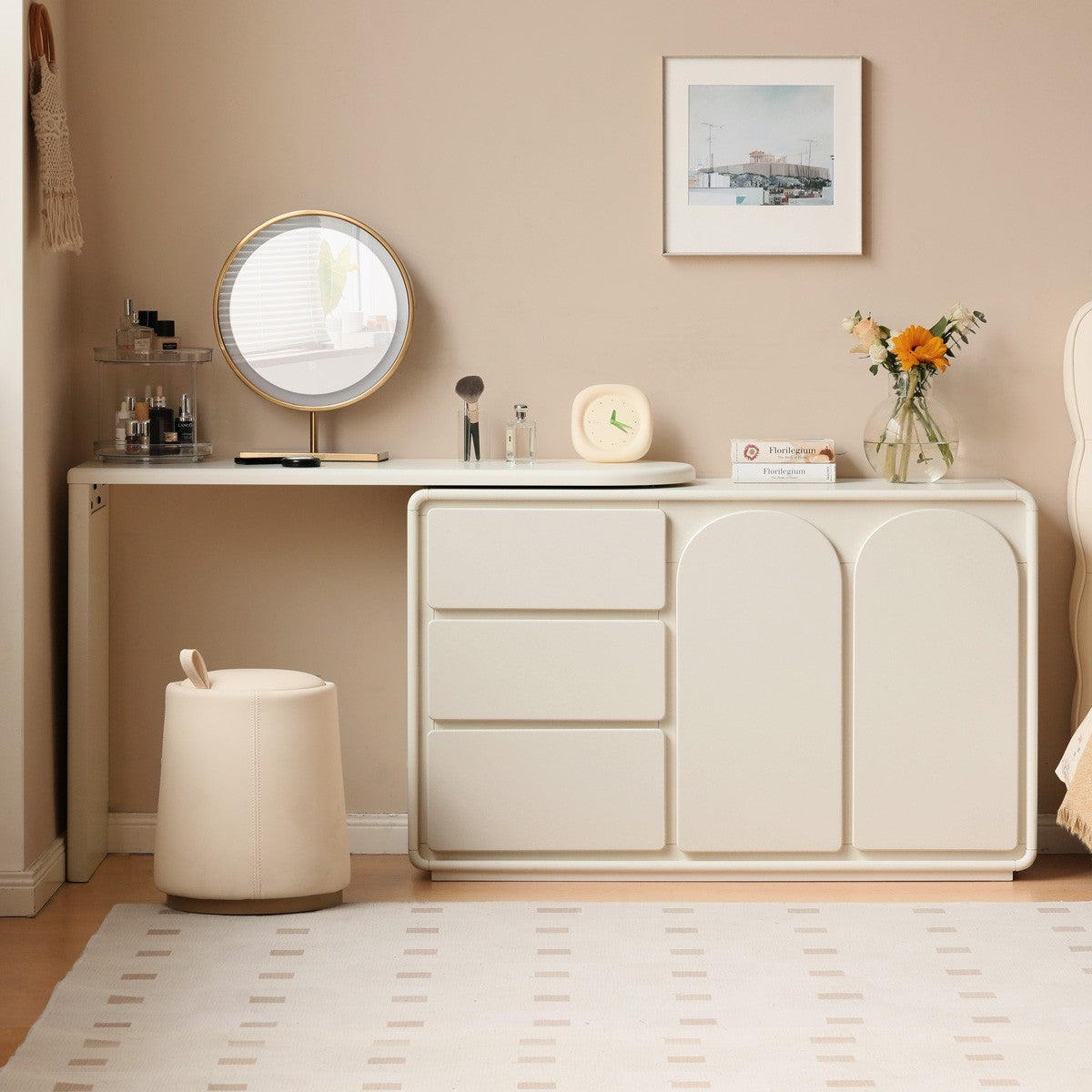 Poplar, Solid Rubberwood French Cream Style Dressing Table.