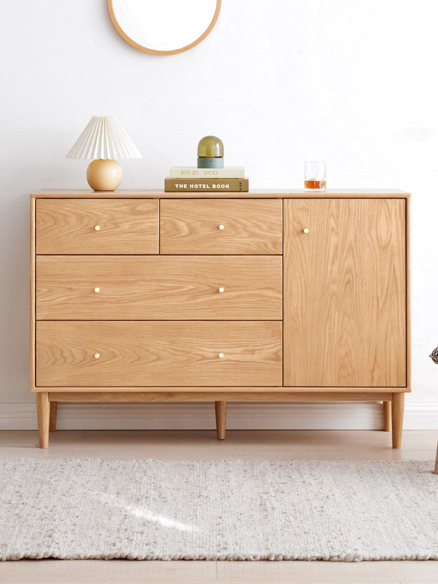 Oak Solid Wood Rattan Storage Cabinet