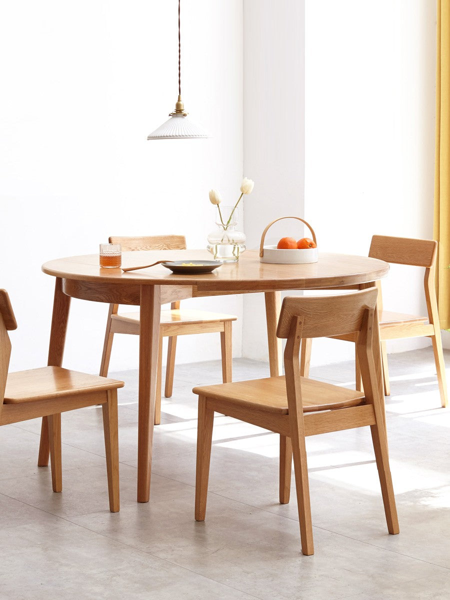 Oak solid wood folding dining table small apartment"