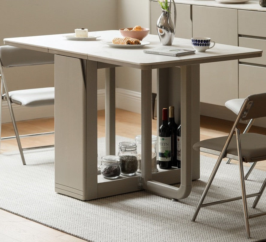 Poplar Solid Wood Italian Light Luxury Slab Folding Dining Table