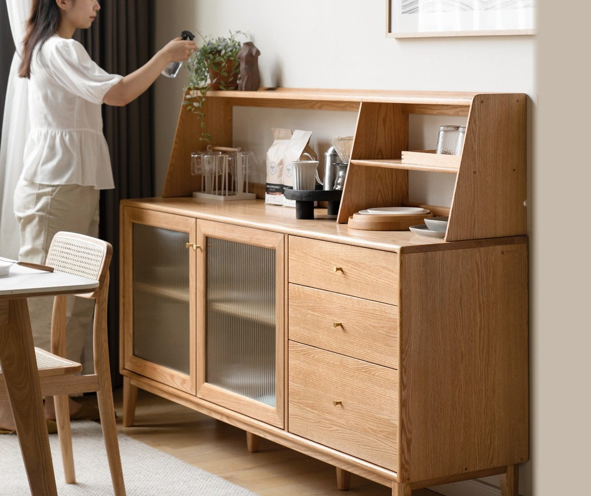 Oak solid wood sideboard cabinet"