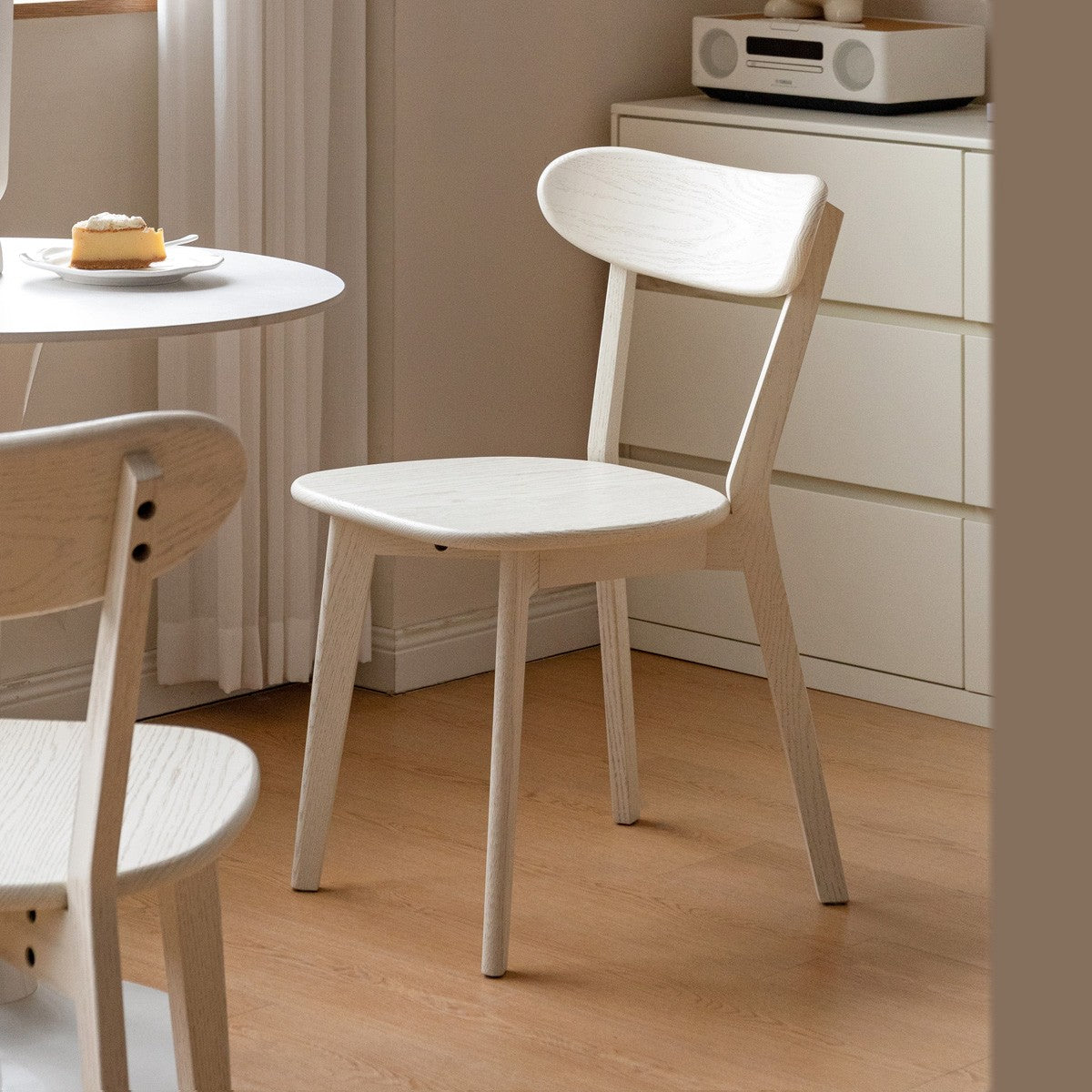 Oak Solid Wood Dining Chair Cream Style White, Black