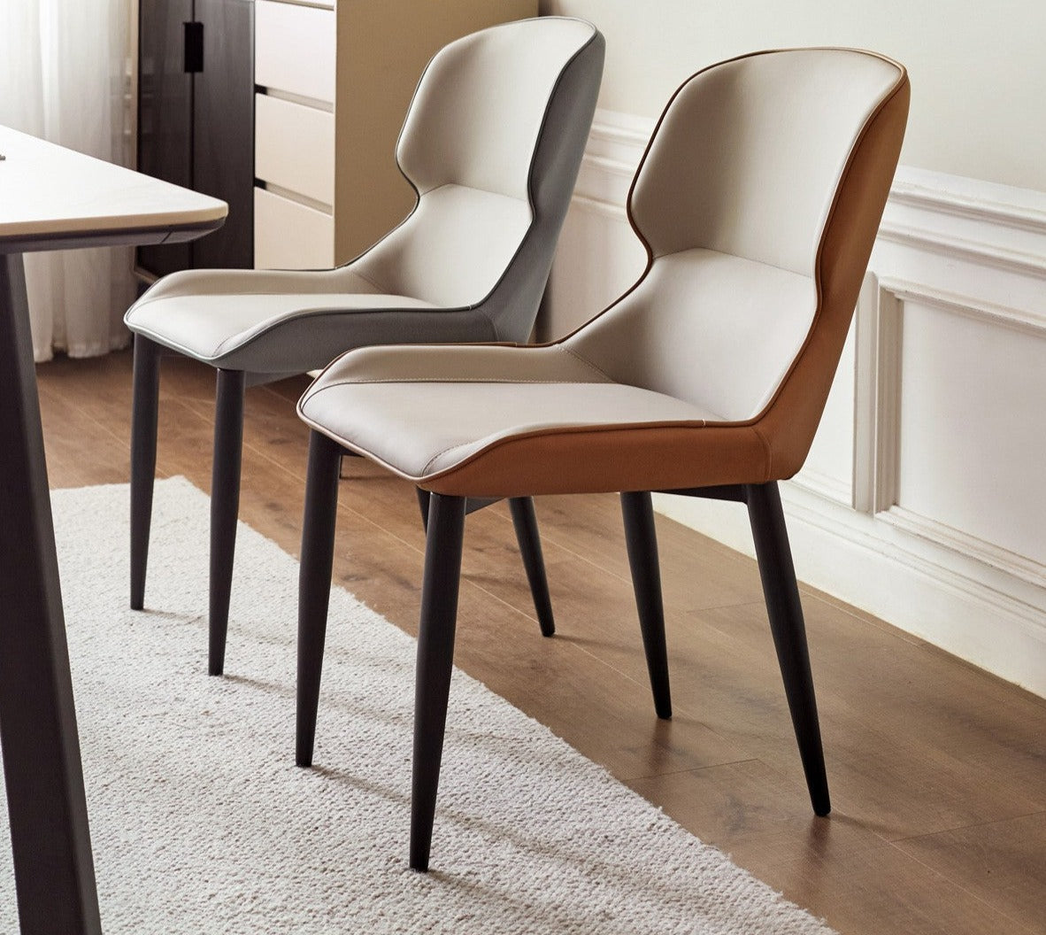 Set 4 pcs Iron Art Dining Chair Light Luxury Soft Bag