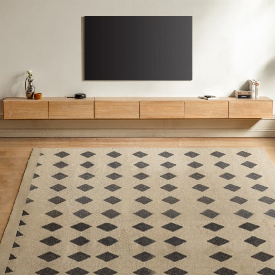 Oak Solid Wood TV Cabinet Hanging LED Lights.