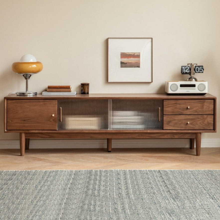 Black Walnut, Teak solid wood TV Cabinet.