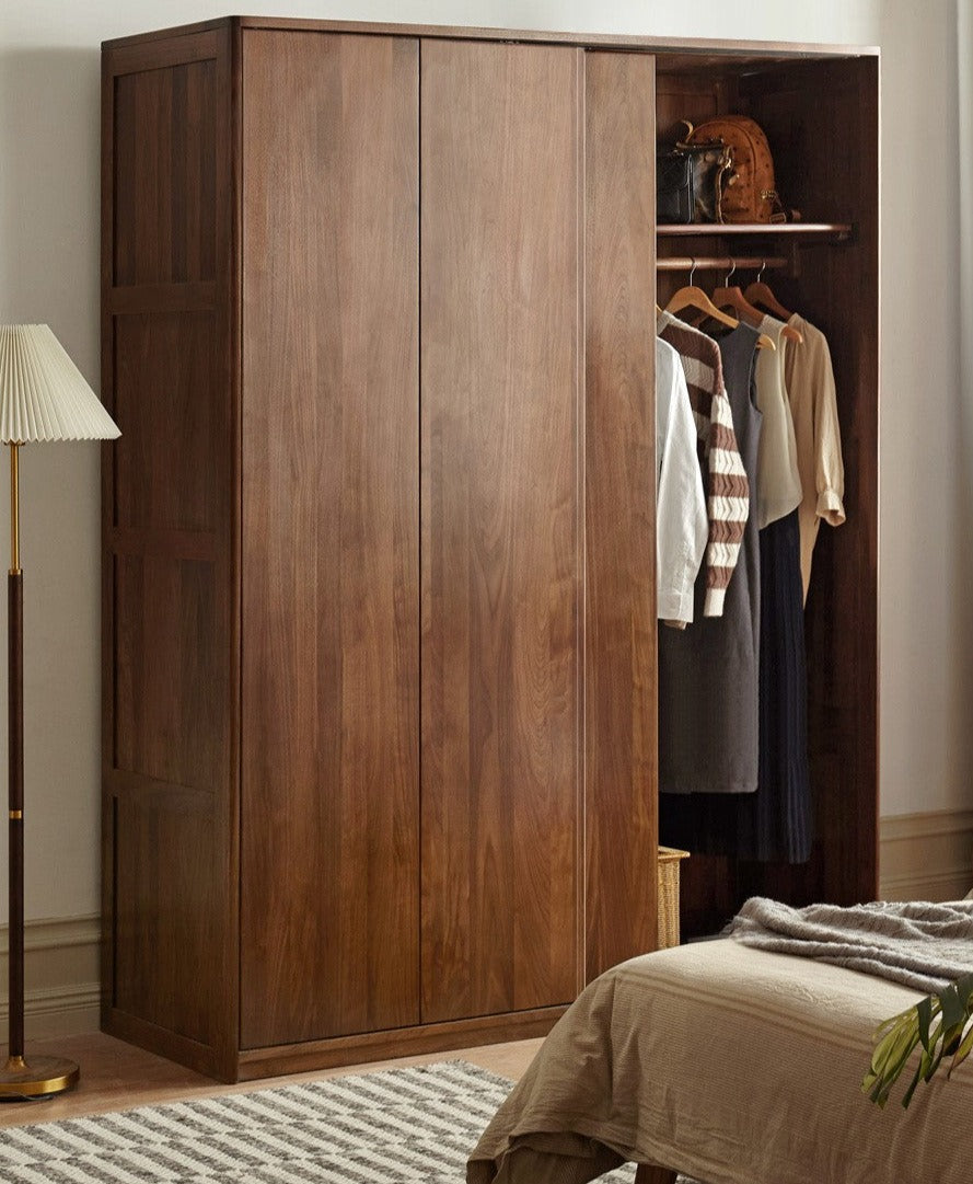 Black Walnut, Sandalwood Sliding Door Wardrobe.