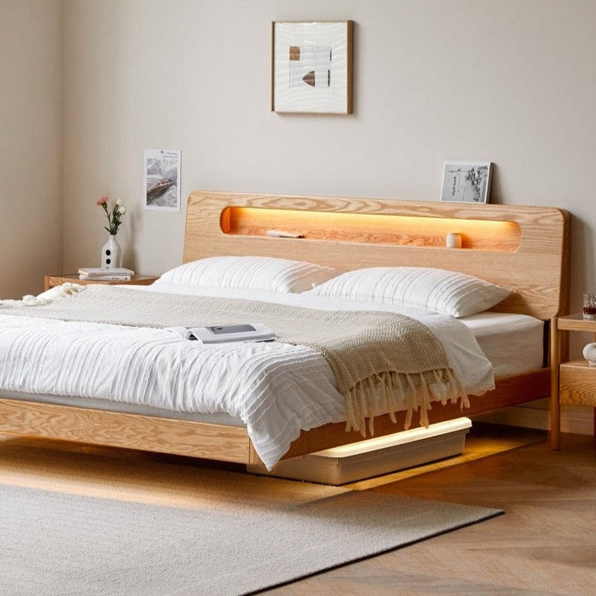 Oak Solid Wood Suspension Luminous Bed